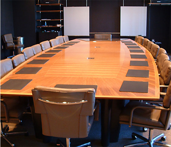 Billings Woodworking and the completed, resized conference table
